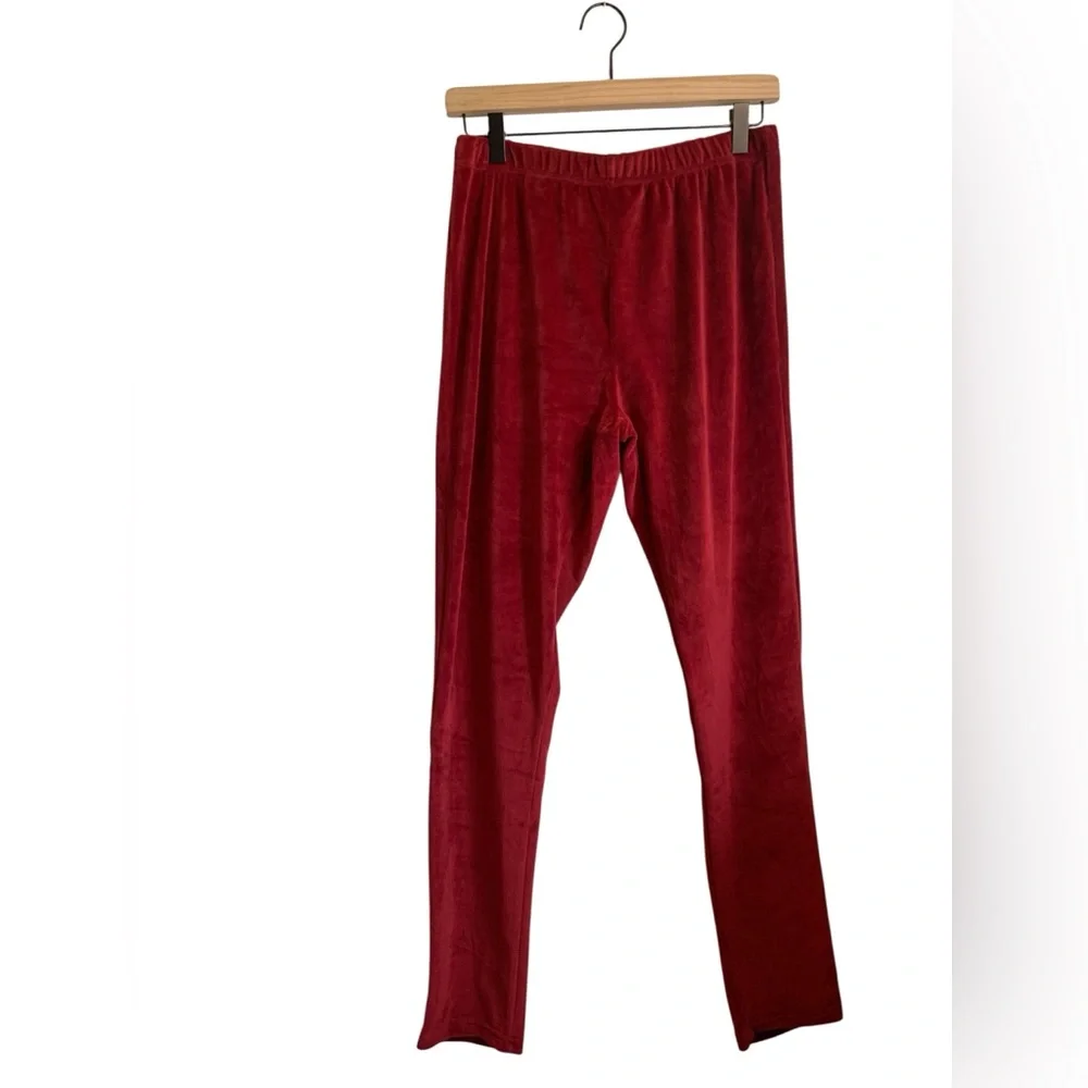 Extremely Soft Velour Ruby Red High Waist Stretch Leggings